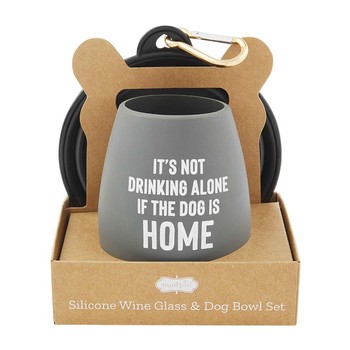 Alone Wine Dog Bowl Set