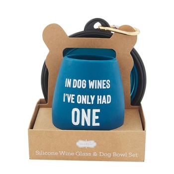 Silicone Dog Bowl/Wine Set