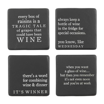 Black Funny Wine Coasters