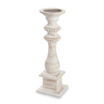 Beaded Wood Candlestick Small