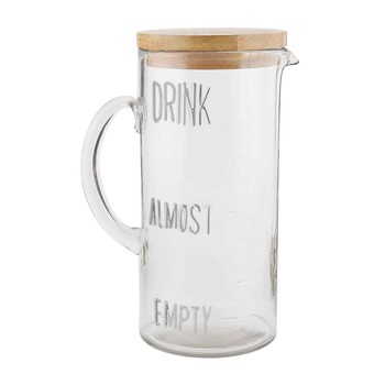 Glass Drink Pitcher Wood Lid
