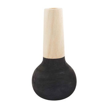 Black Paulownia Vase Skinny Neck