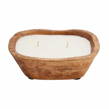 Brown Petite Wood Bowl Candle Small
