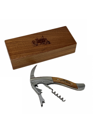 Logo Wooden Tractor Box with Wine Key