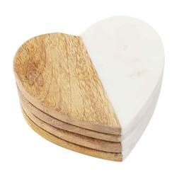 Wood and Marble Heart Coasters